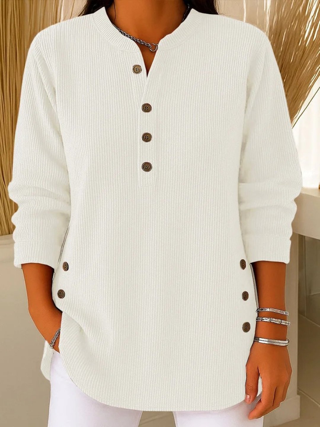 Damaris | Button Henley Tunic