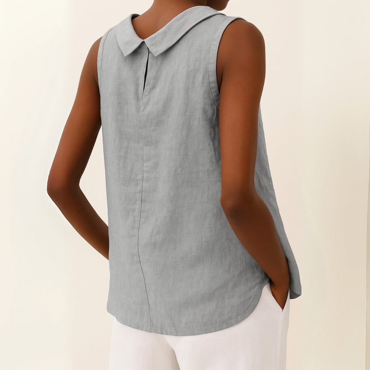 Vivian | Sleeveless Roll Collar Top