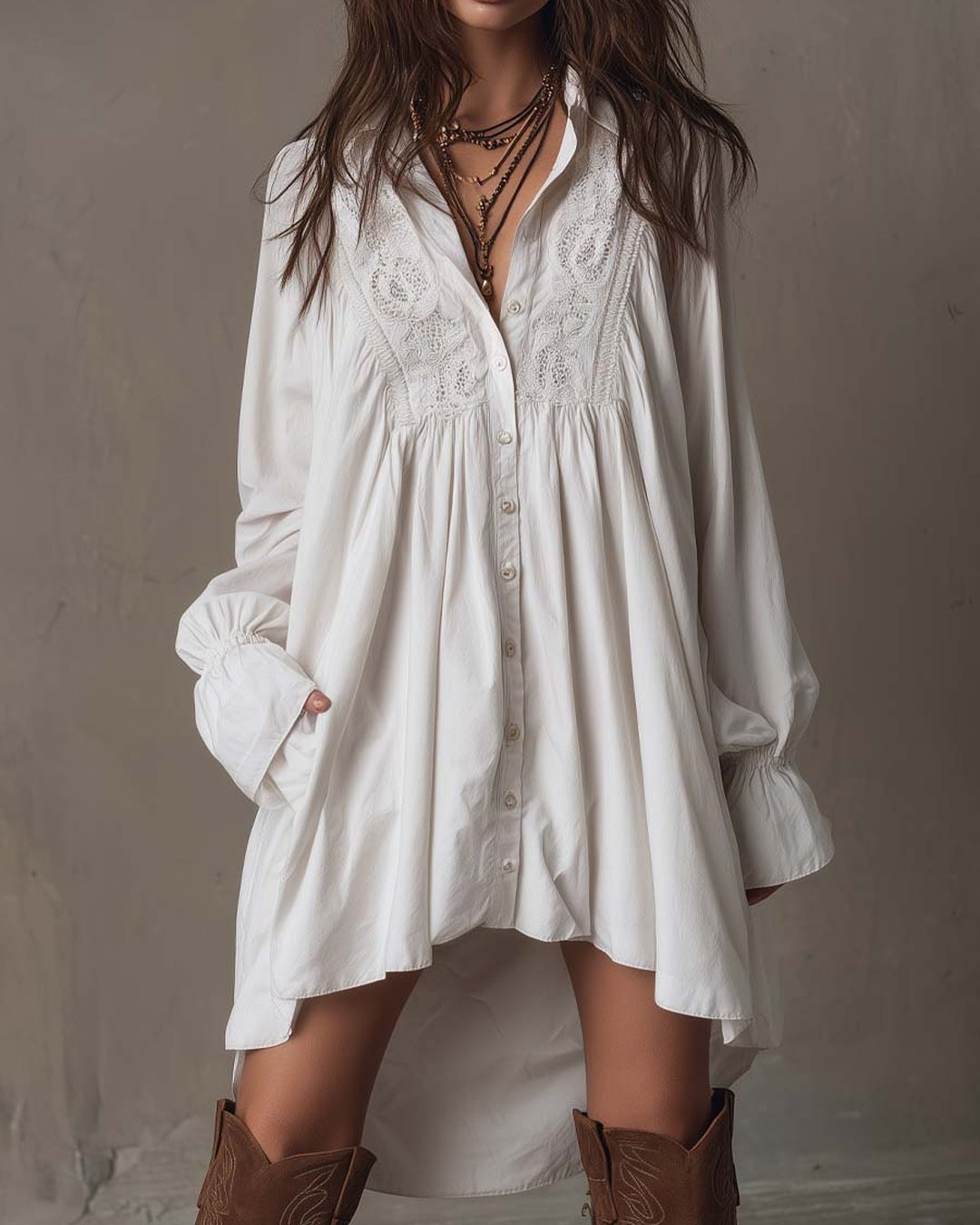 Evanna | Lace Shirt Mini Dress
