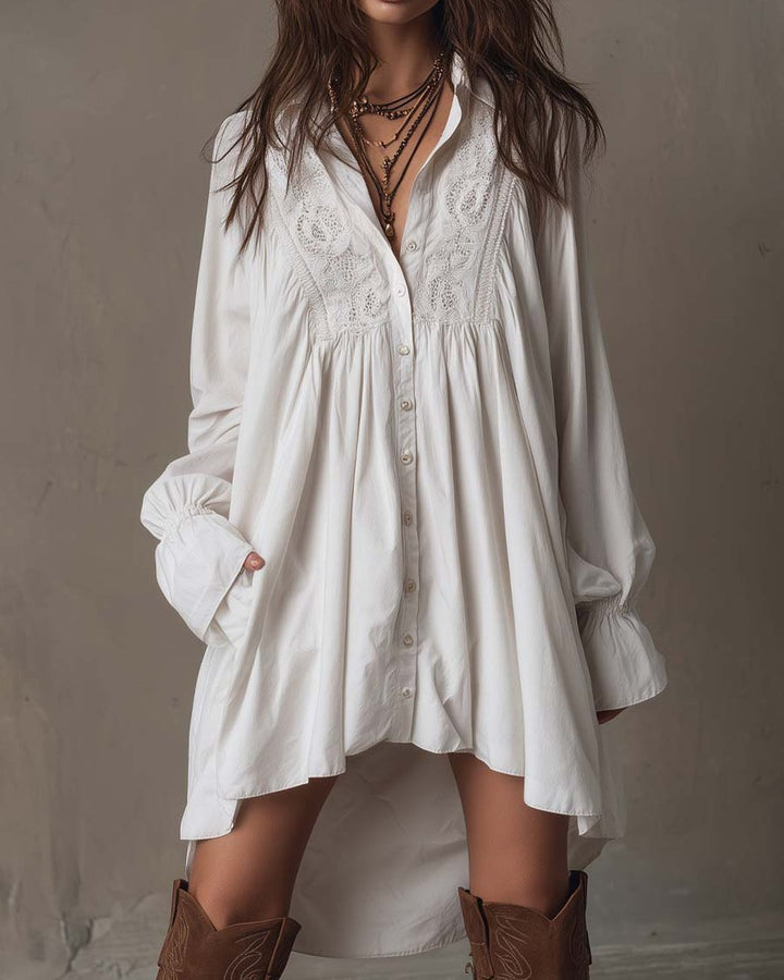 Evanna | Lace Shirt Mini Dress