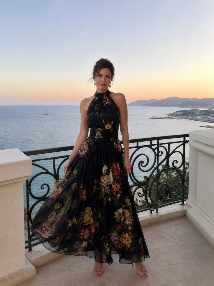 Rochelle | Floral Halter Neck Midi Dress