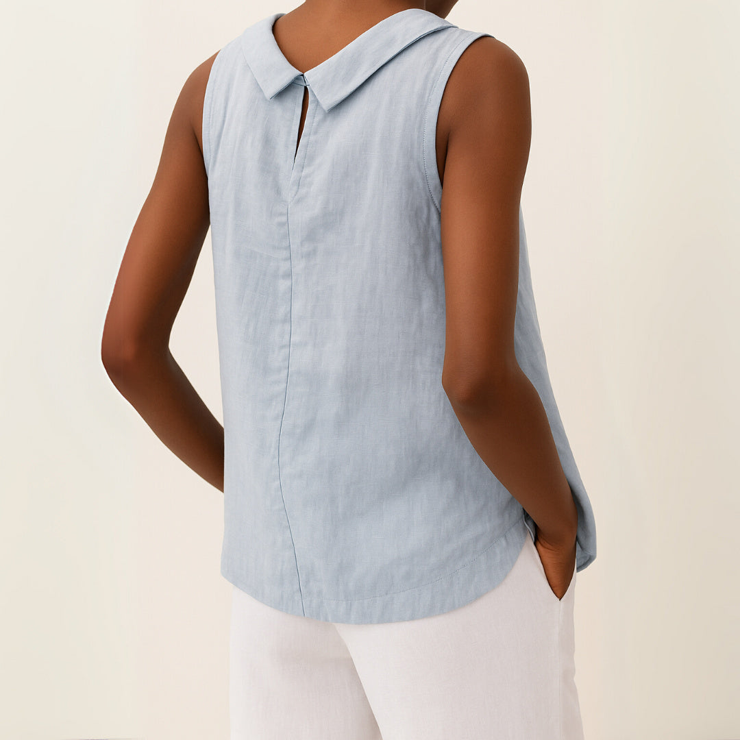 Vivian | Sleeveless Roll Collar Top