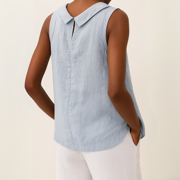 Vivian | Sleeveless Roll Collar Top
