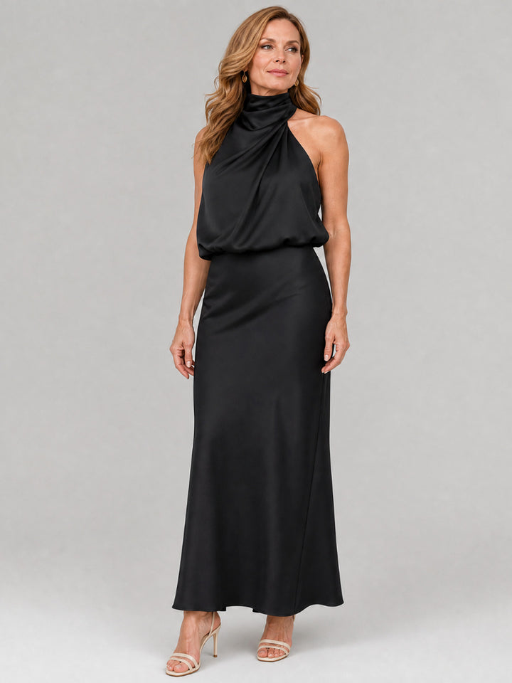 Muriel | Sleeveless Draped Neck Midi Dress