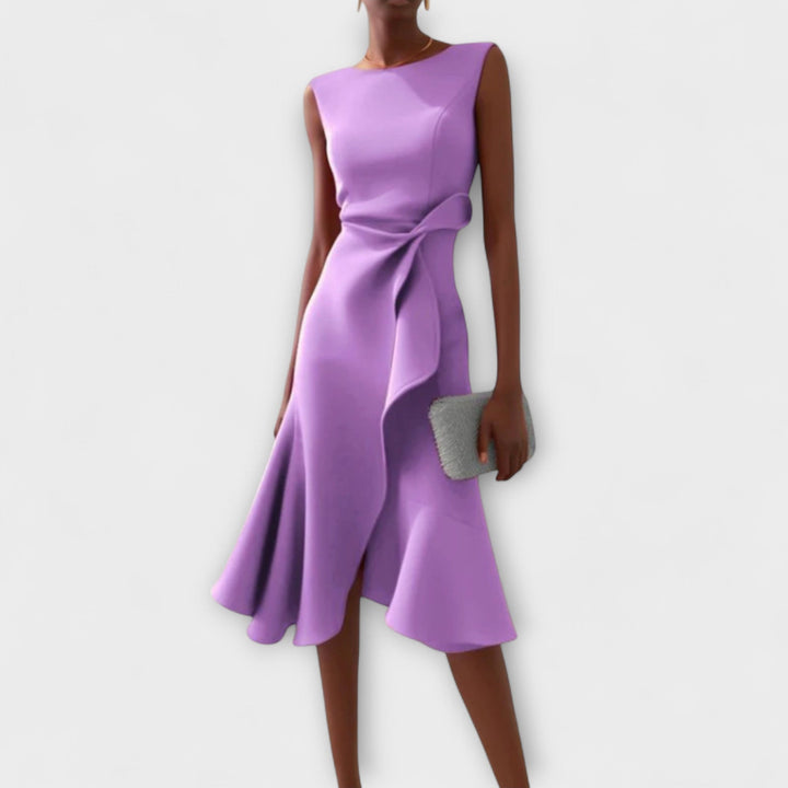 Penelope | Draped Asymmetric Midi Dress