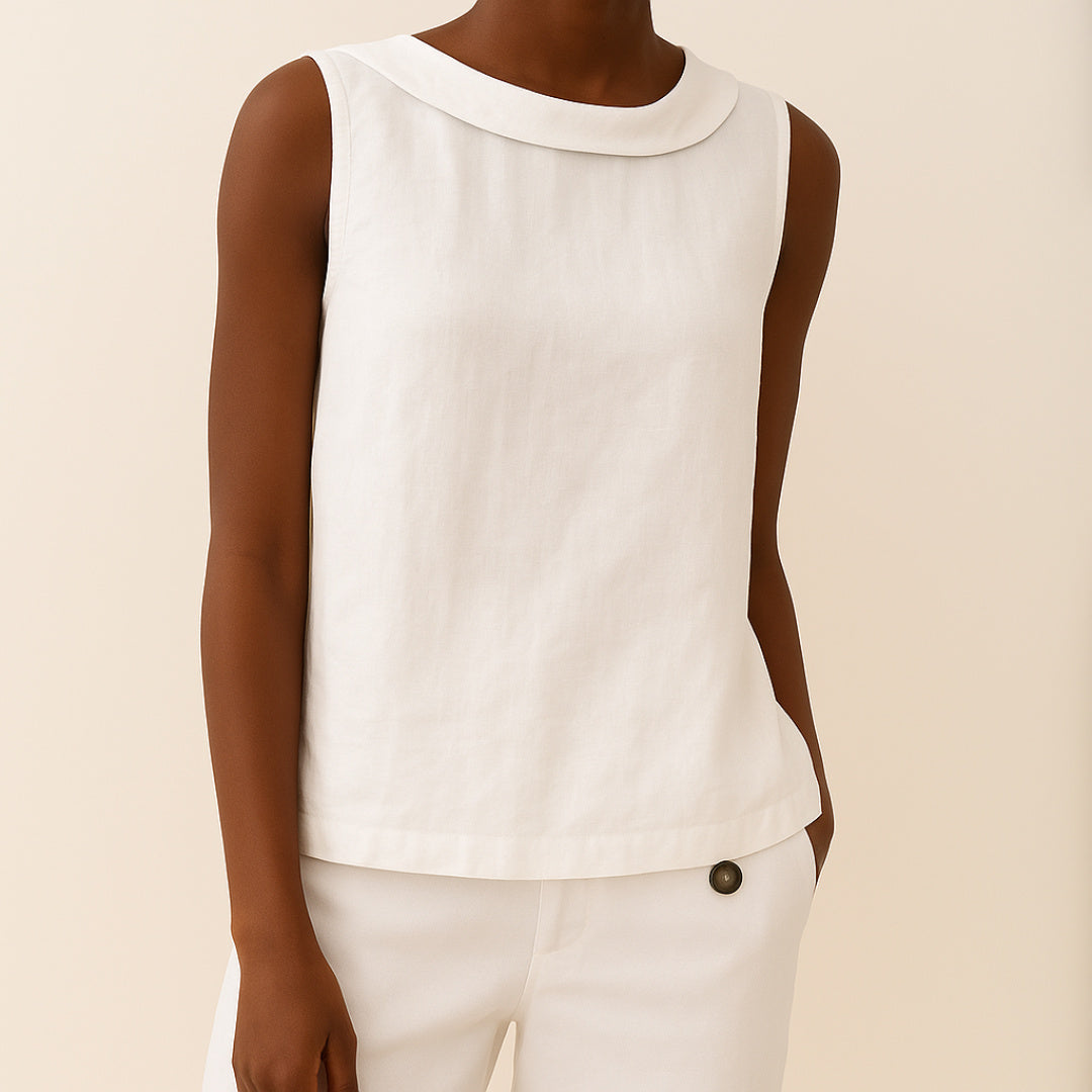 Vivian | Sleeveless Roll Collar Top
