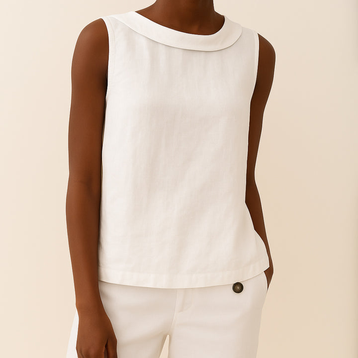 Vivian | Sleeveless Roll Collar Top