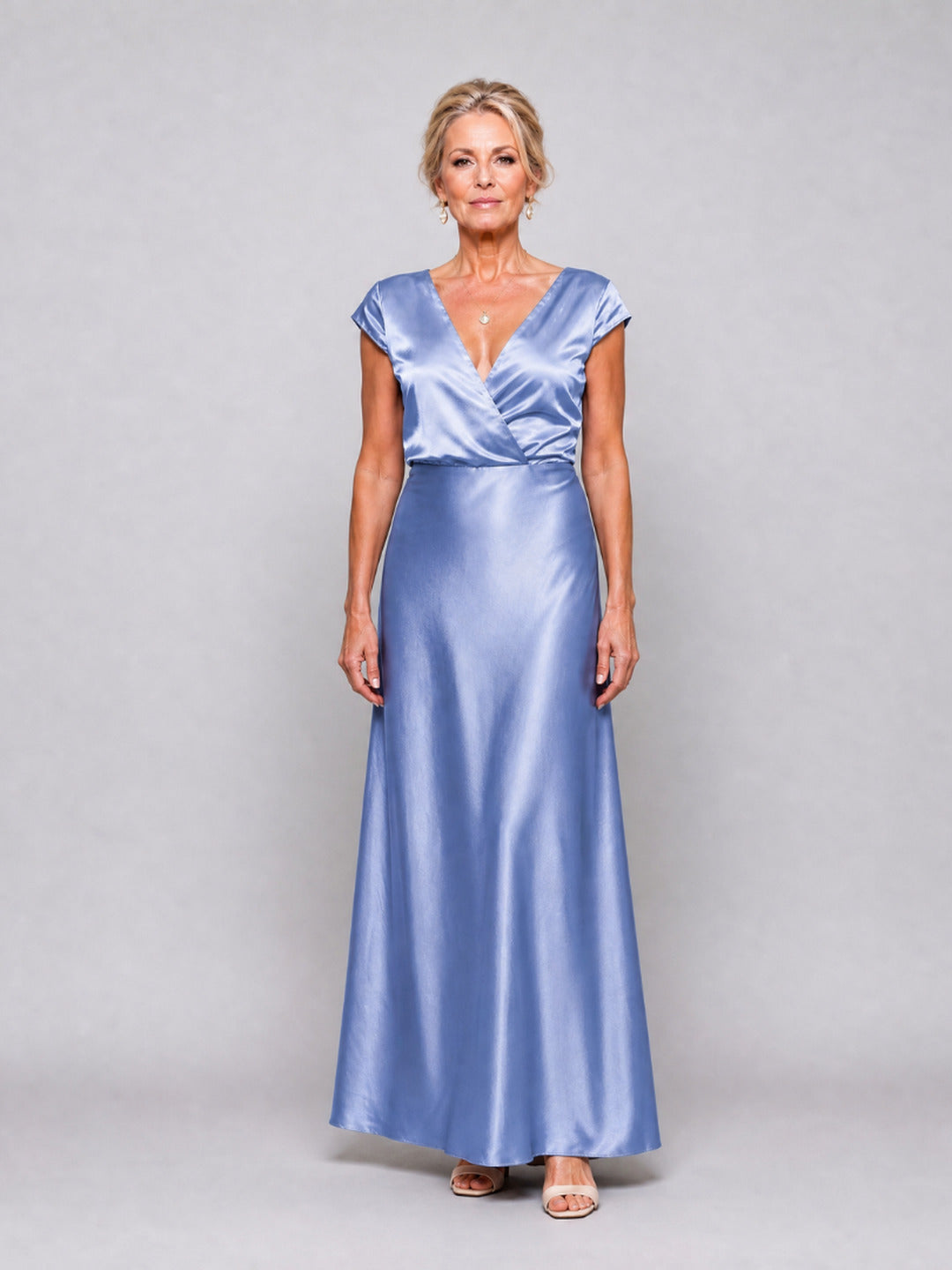 Genevieve | Cap Sleeve Wrap Bodice Maxi Dress