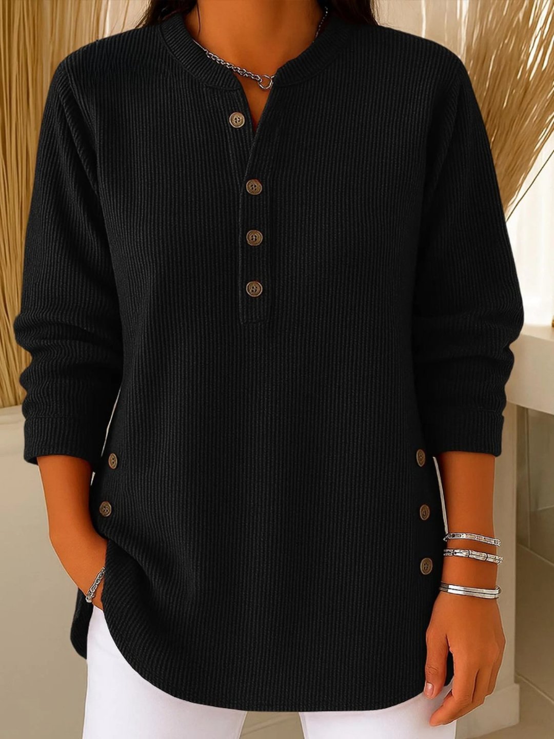 Damaris | Button Henley Tunic