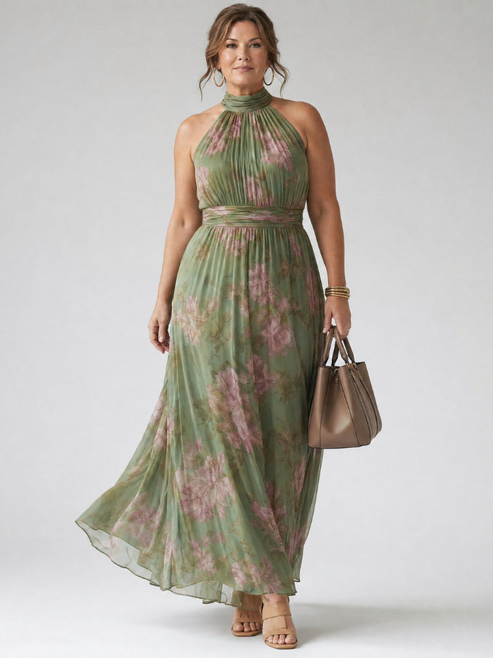 Micheline | Gathered Halter Midi Dress
