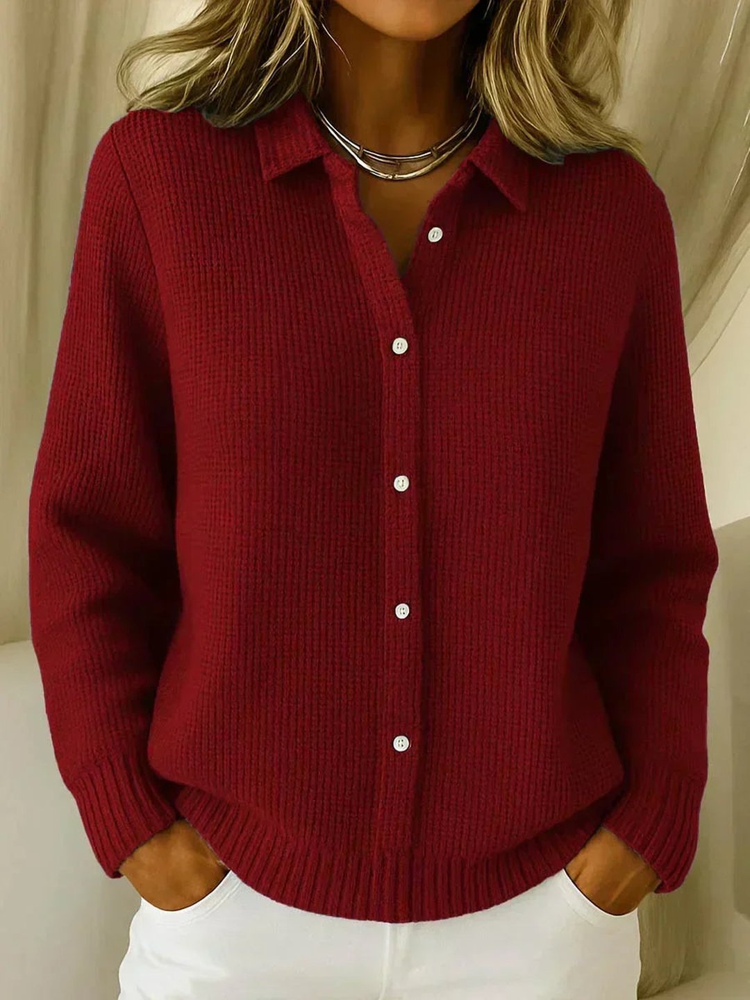 Florella | Textured Knit Button-Up Cardigan