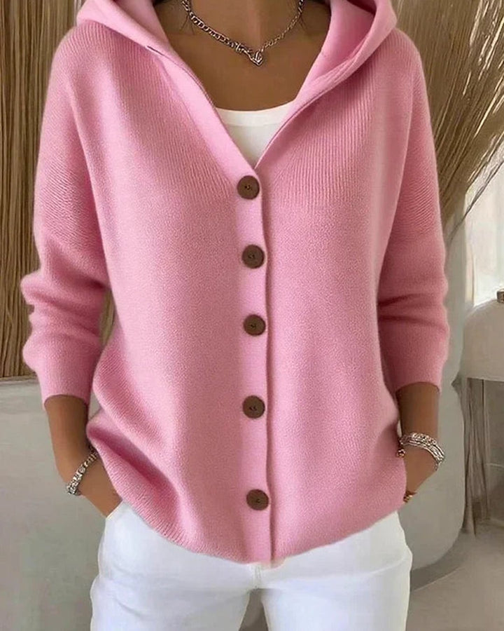 Romilly | Hooded Button-Up Knit Cardigan