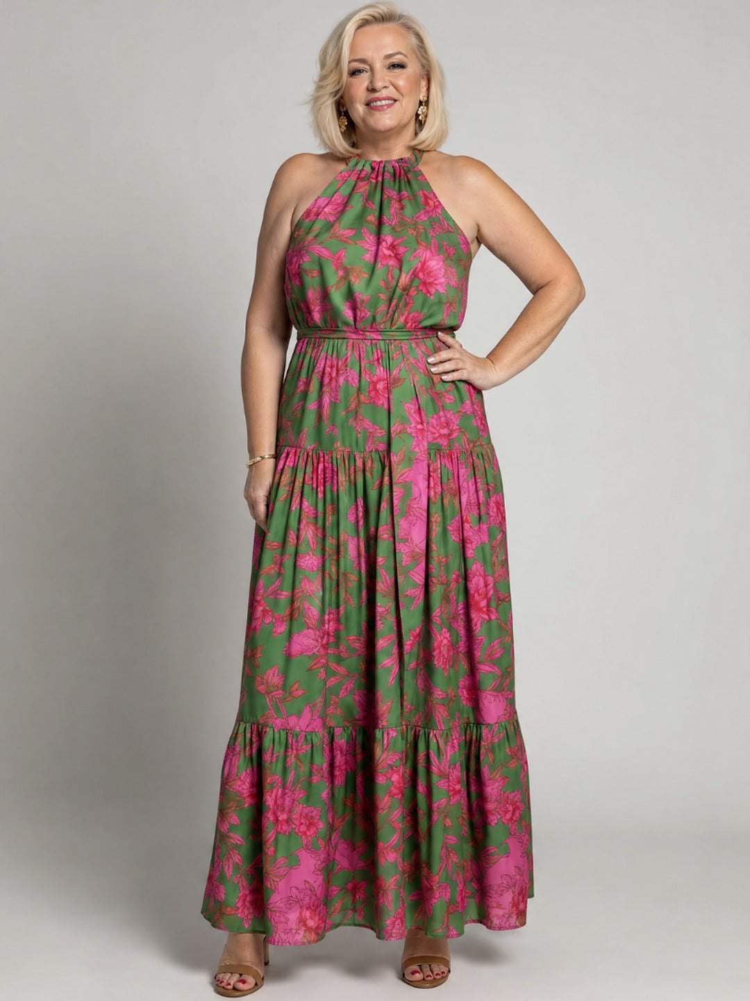 Natalie | Draped Halter Midi Dress