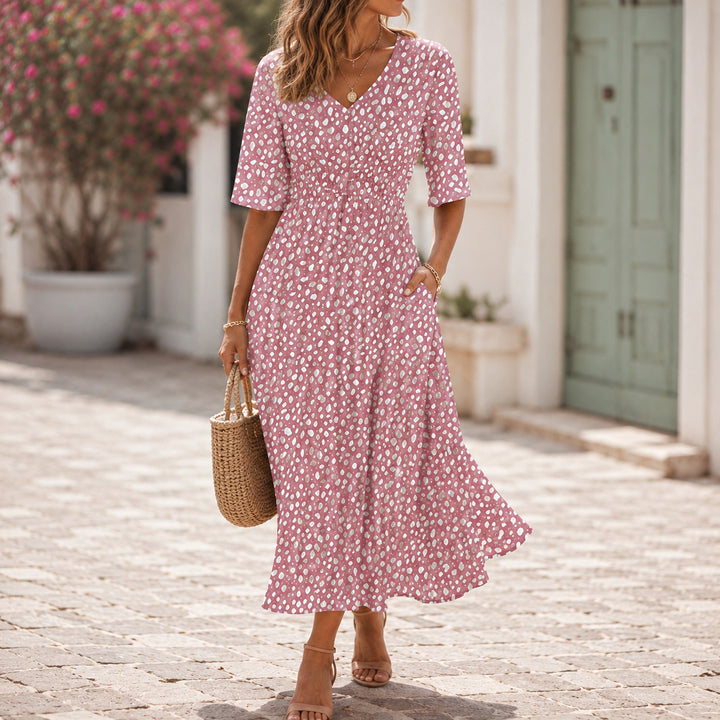 Cecile | Elegant Midi Dress with Tummy Concealing Design