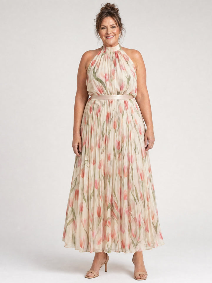 Denise | Halter Neck Floral Midi Dress