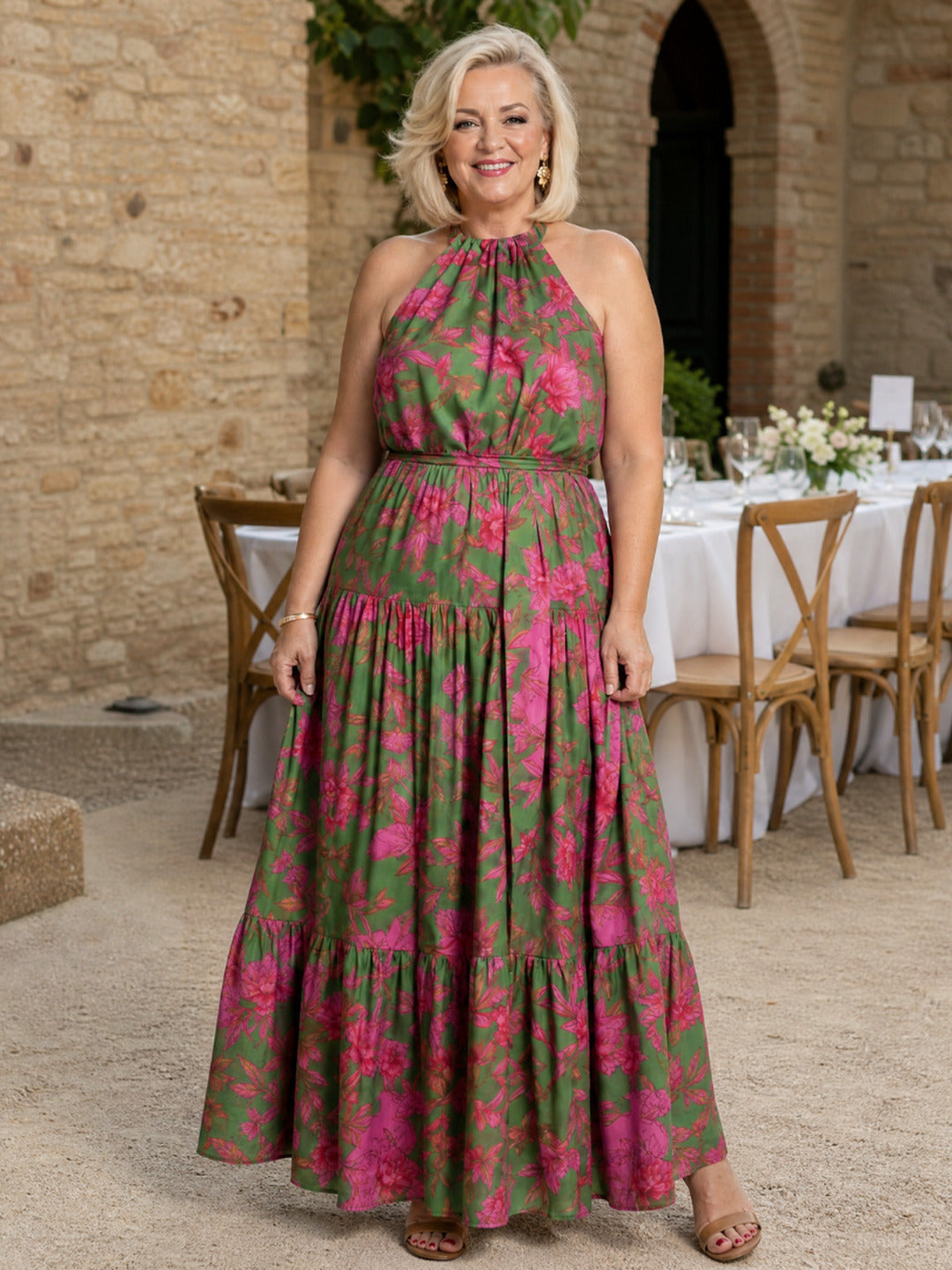 Natalie | Draped Halter Midi Dress
