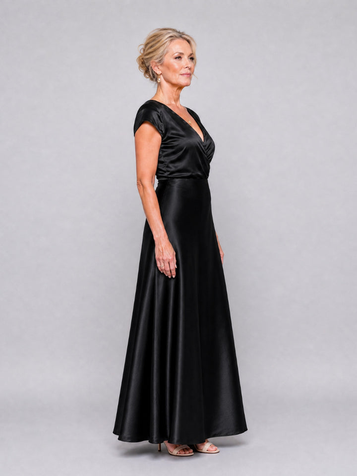 Genevieve | Cap Sleeve Wrap Bodice Maxi Dress