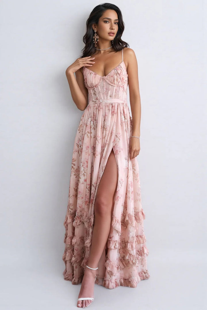 Ruthie | Floral Print Ruffled Maxi Dress