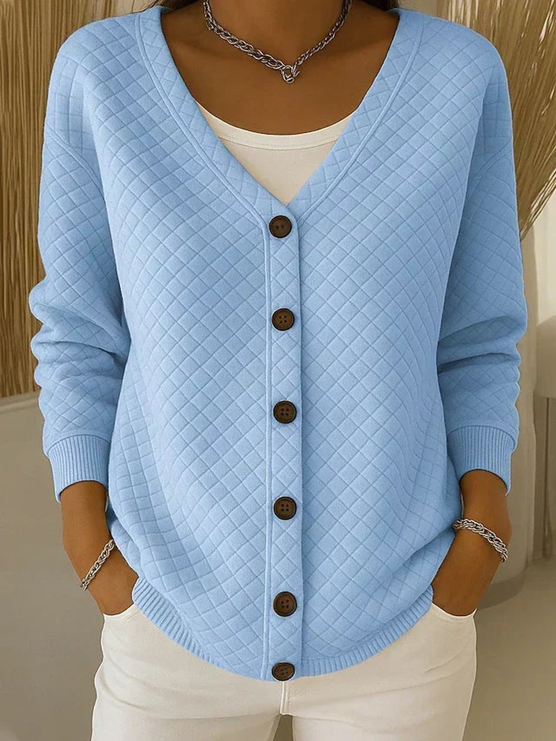 Davinia | Quilted Button-Front Cardigan