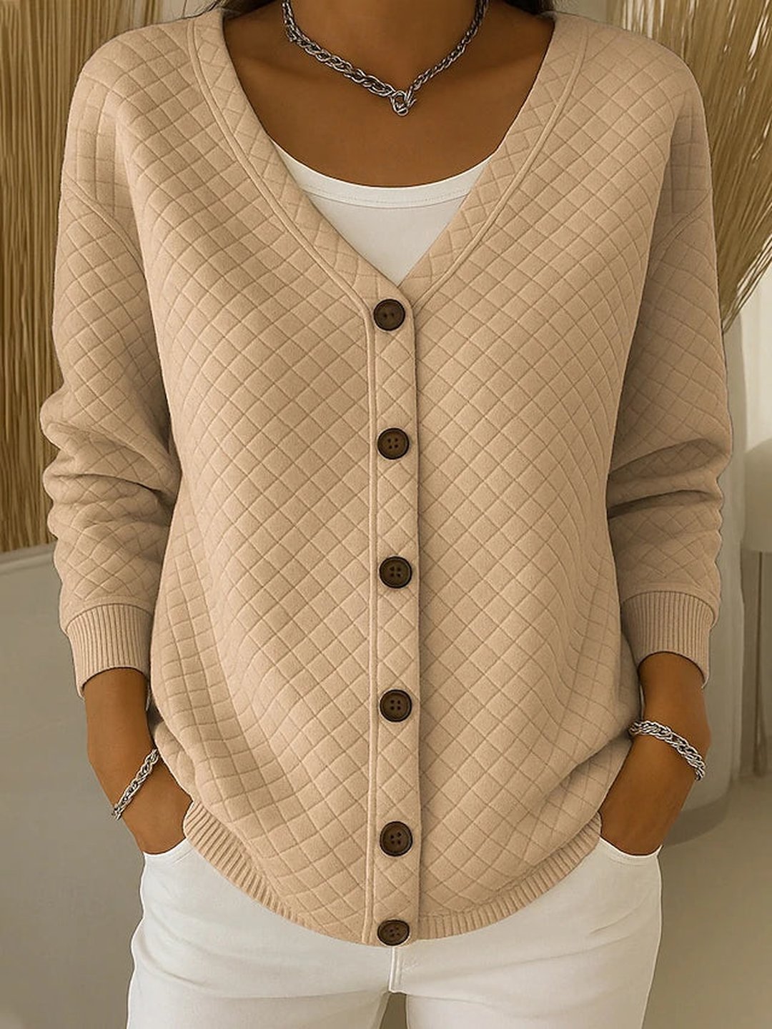 Davinia | Quilted Button-Front Cardigan