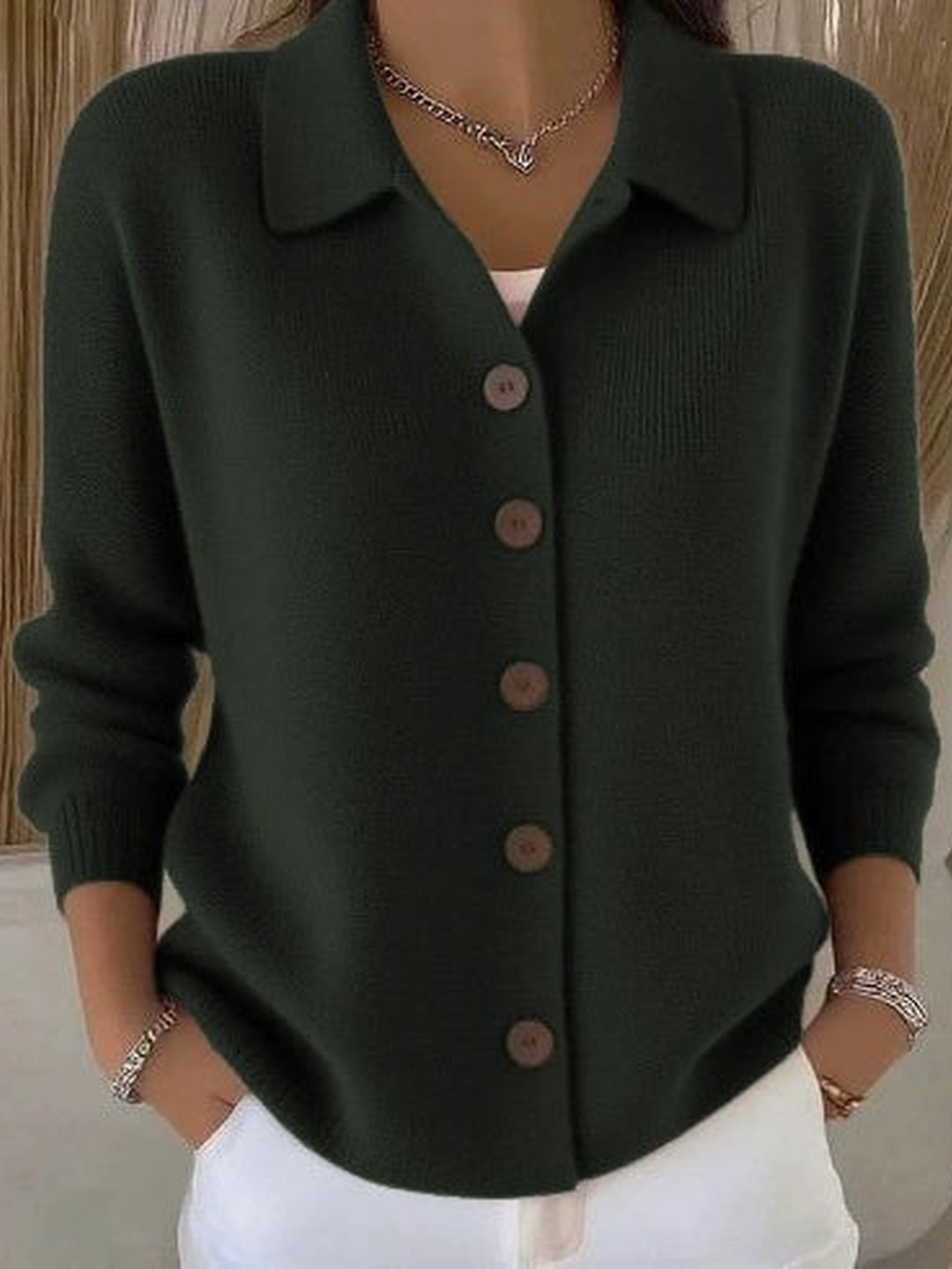 Delmira | Button-Front Collared Cardigan
