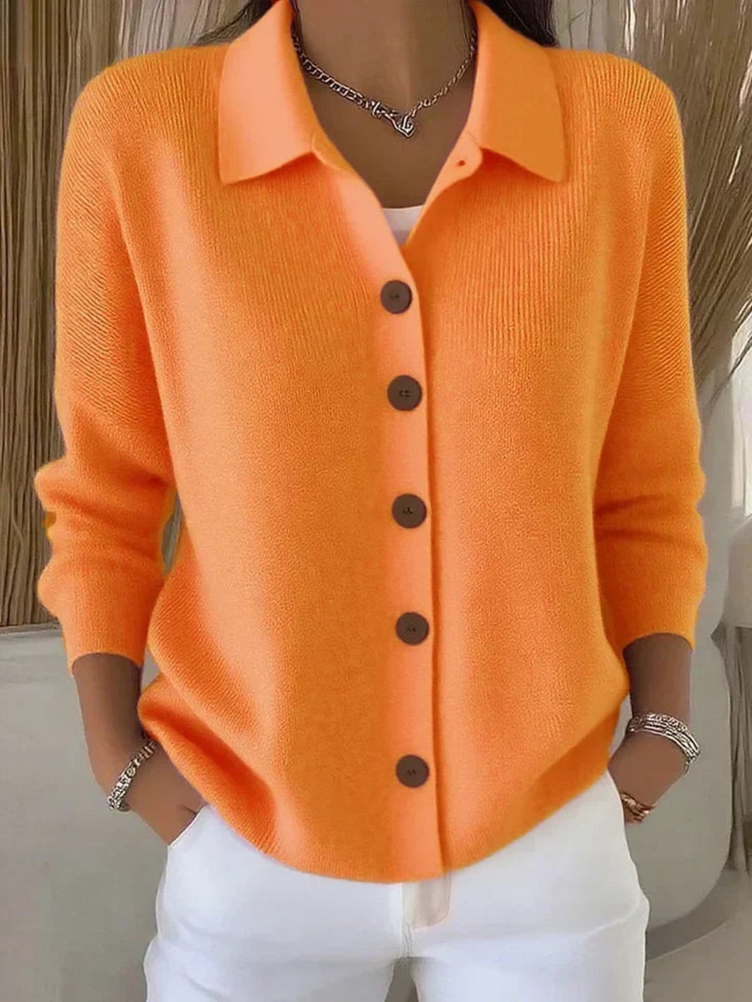 Delmira | Button-Front Collared Cardigan