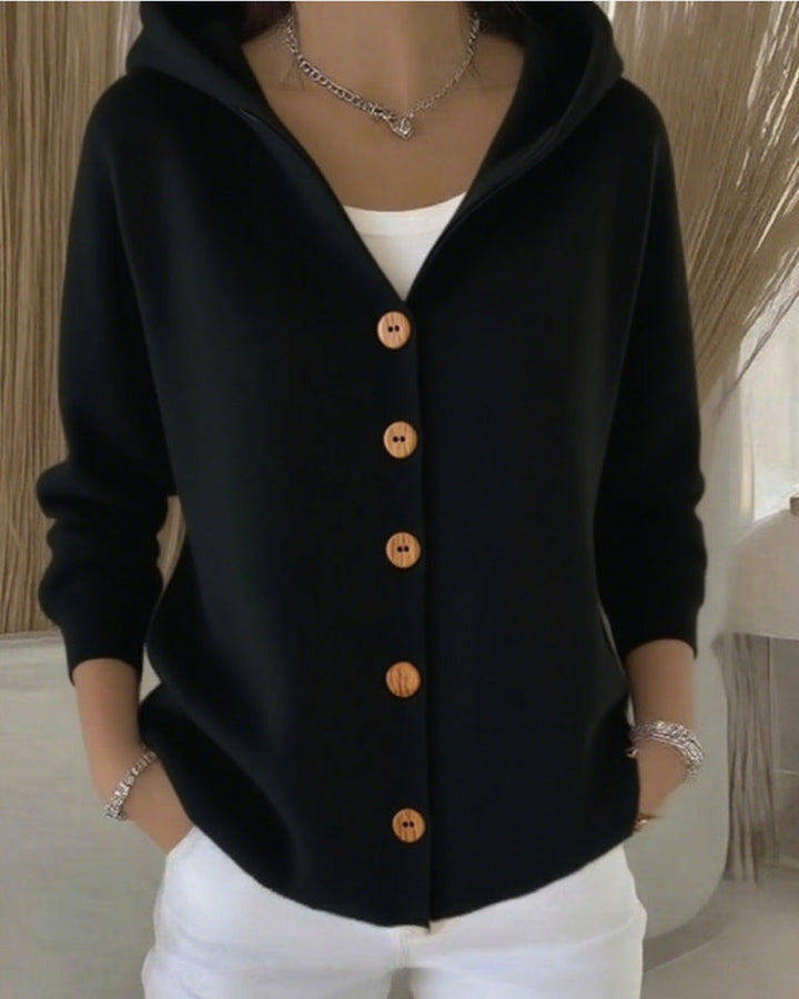 Romilly | Hooded Button-Up Knit Cardigan