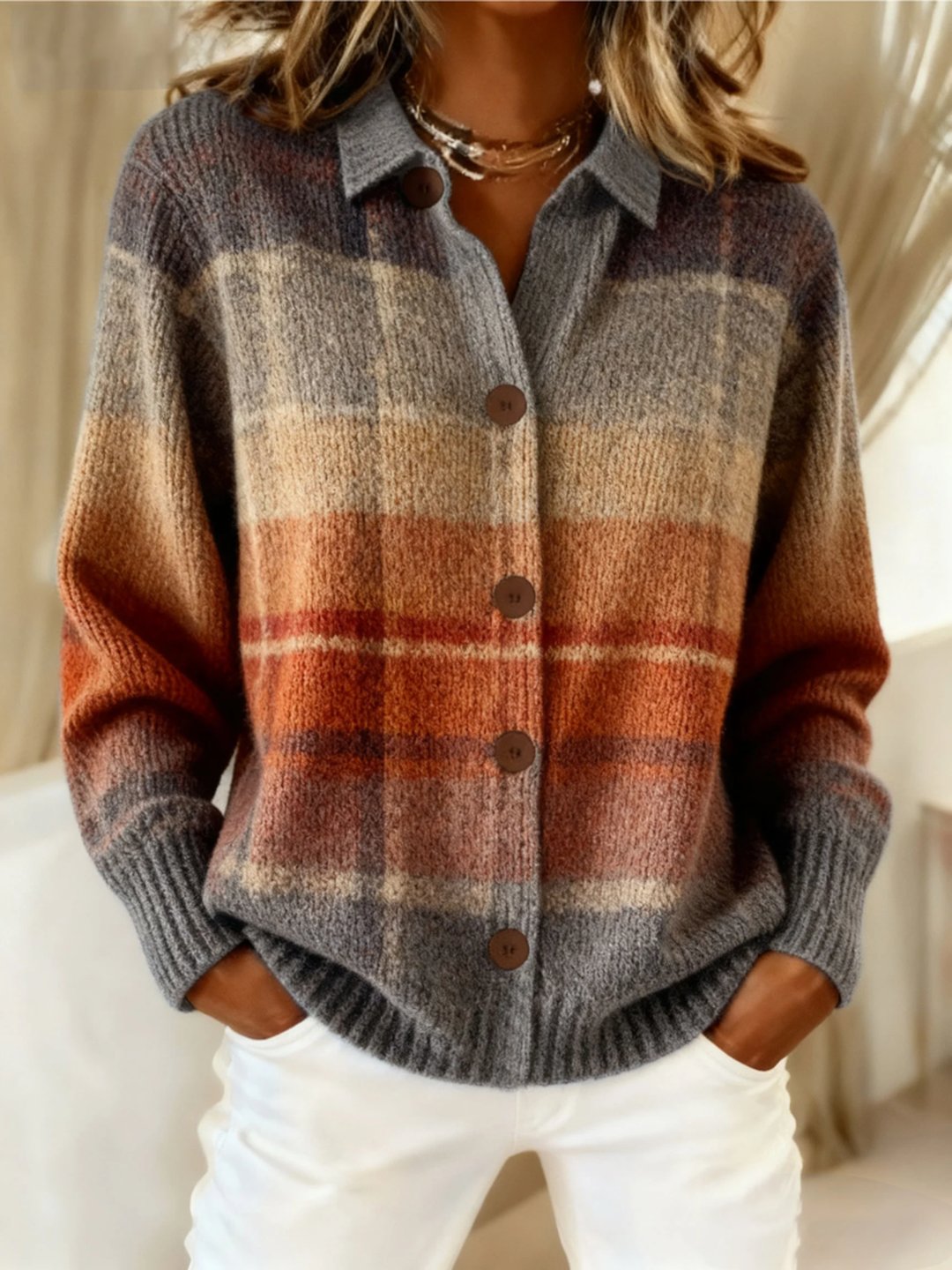 Selma | Autumn Ombre Plaid Cardigan