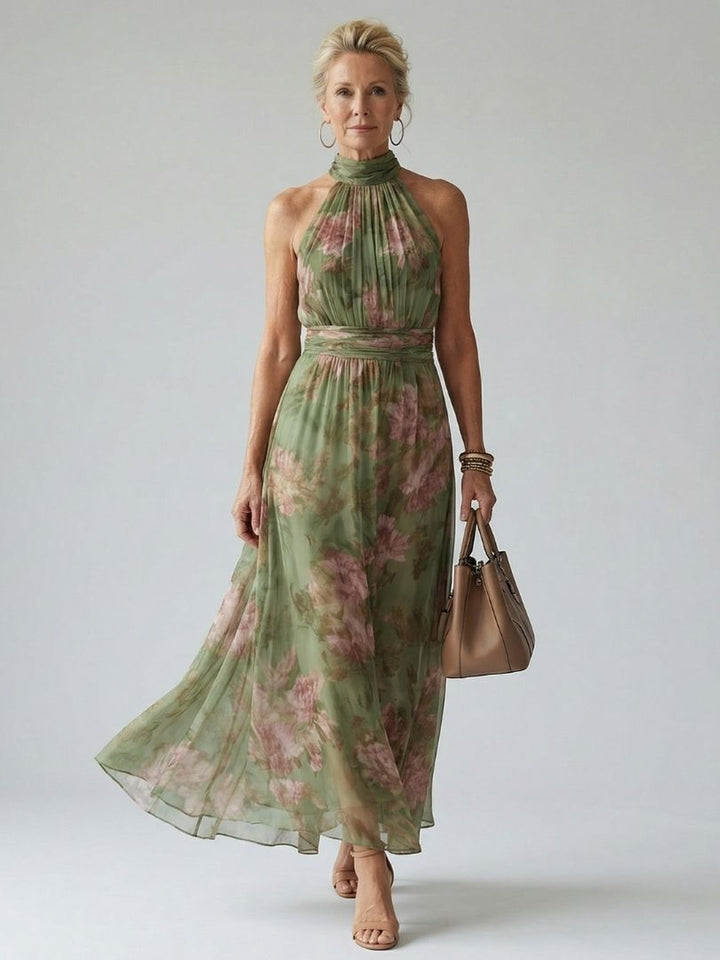 Micheline | Gathered Halter Midi Dress