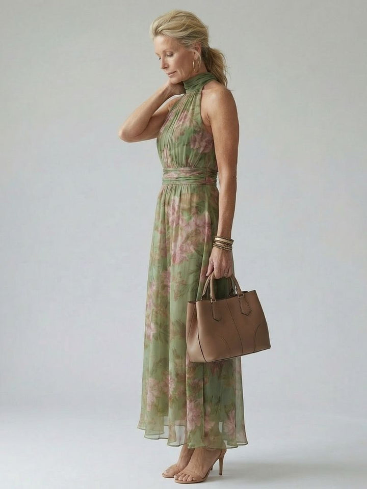 Micheline | Gathered Halter Midi Dress