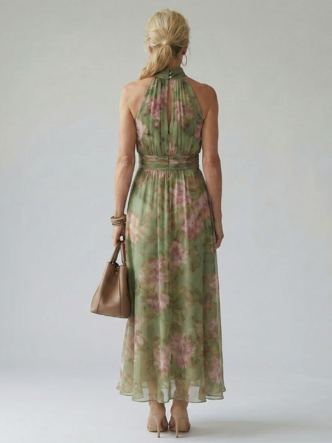 Micheline | Gathered Halter Midi Dress