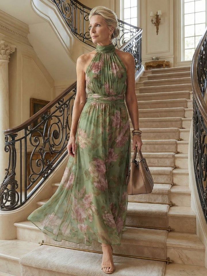 Micheline | Gathered Halter Midi Dress