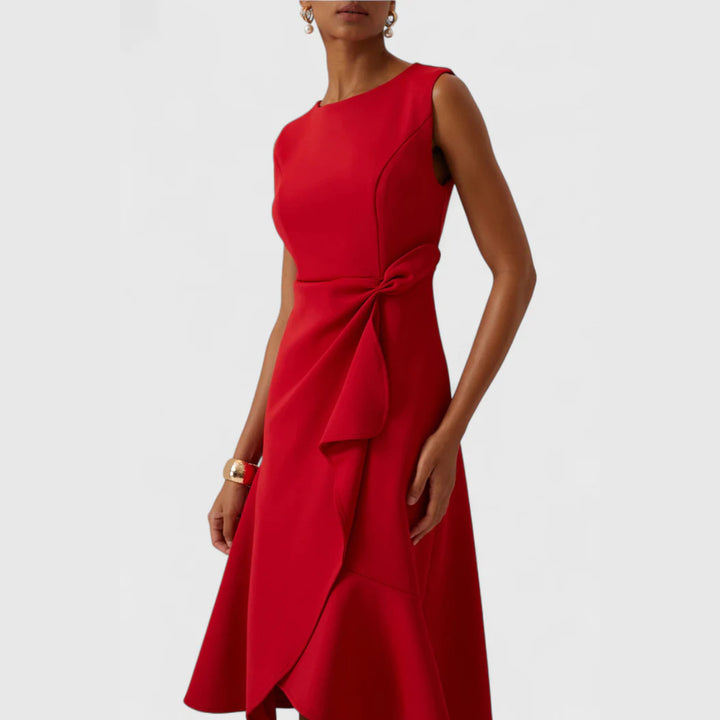 Penelope | Draped Asymmetric Midi Dress