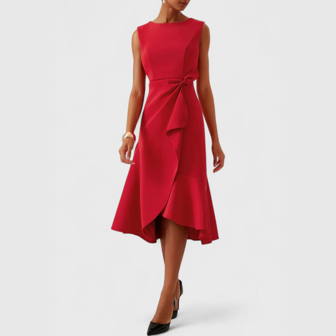 Penelope | Draped Asymmetric Midi Dress