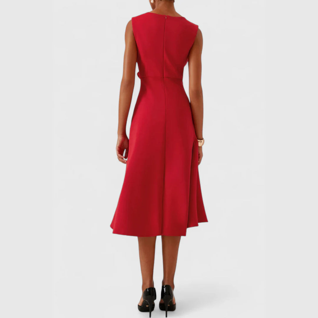 Penelope | Draped Asymmetric Midi Dress