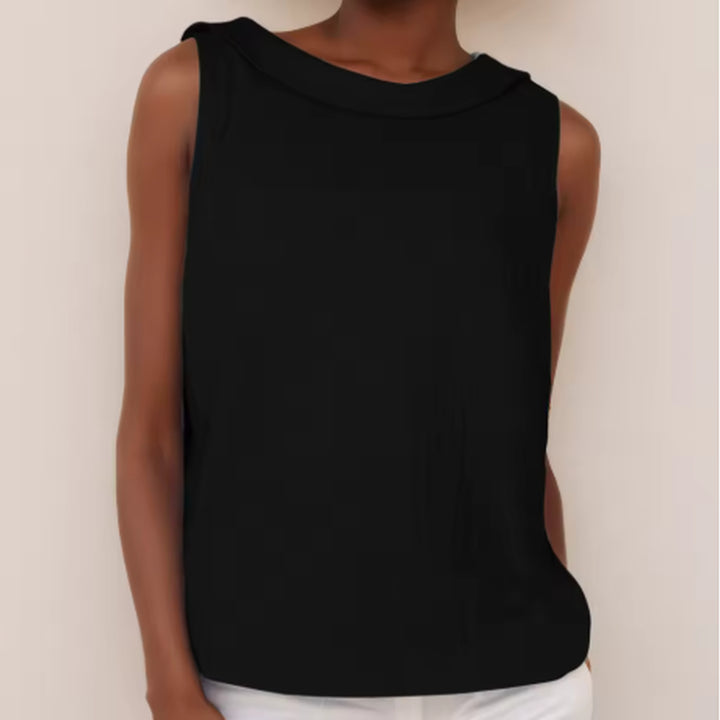 Vivian | Sleeveless Roll Collar Top