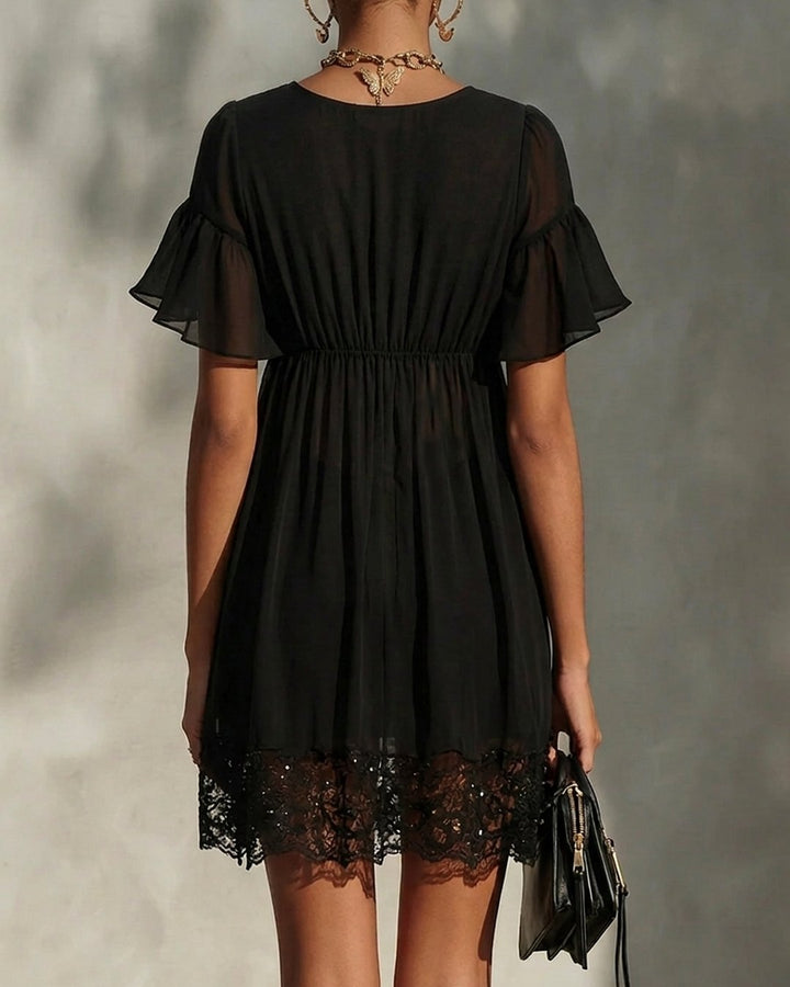 Olivetta | Zip-Front Lace Mini Dress