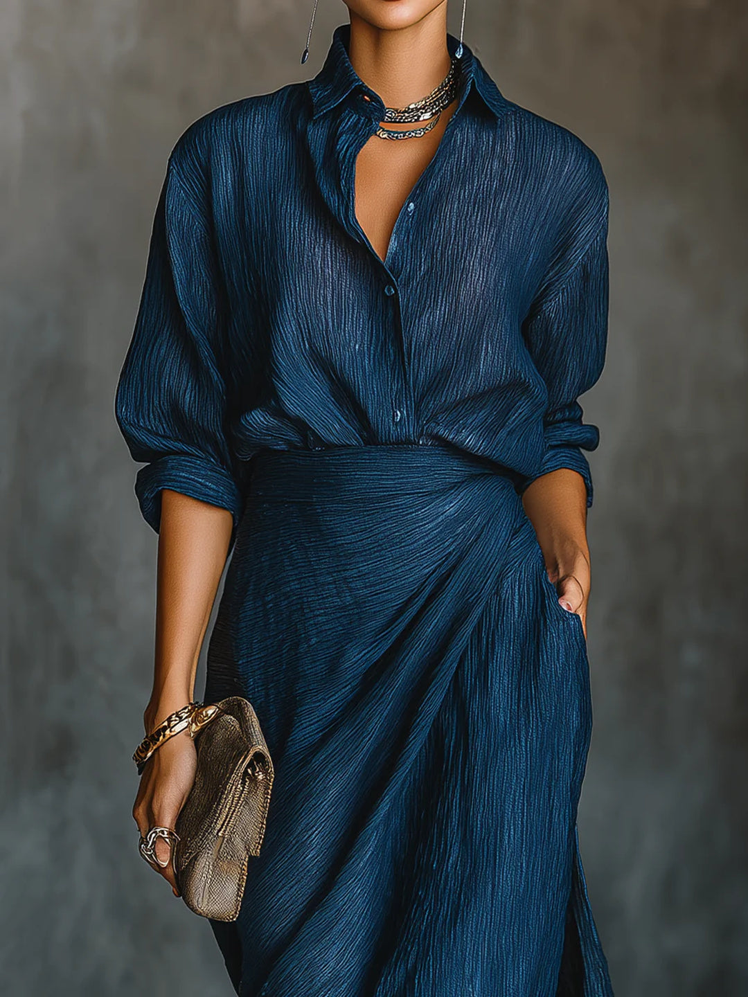 Maurelle | Women Elegant Shirt And Long Skirt Set