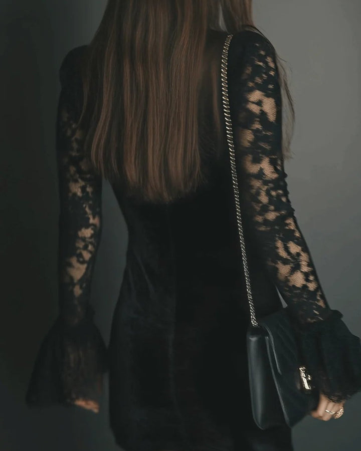 Robina | Velvet and Lace Mini Dress