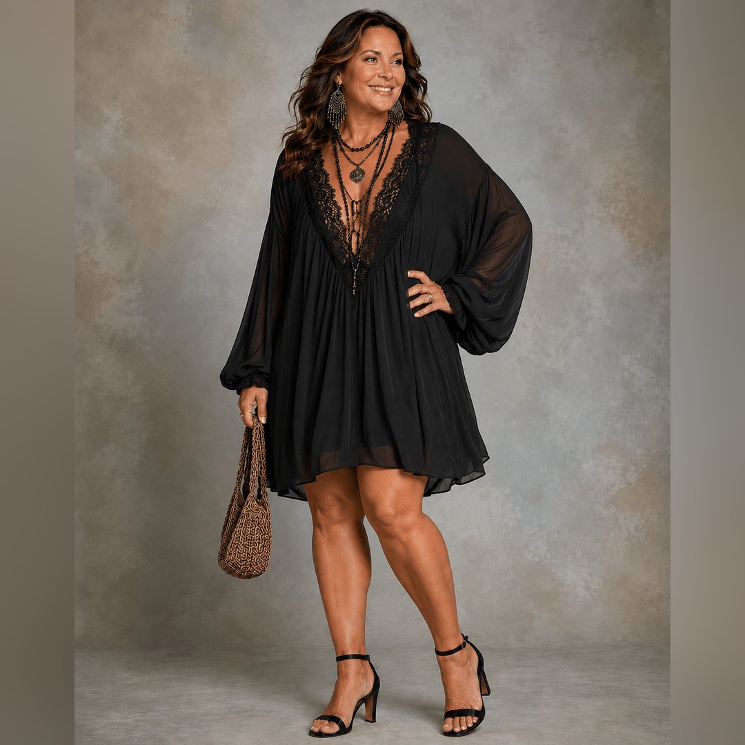 Emerson | Black Chiffon Halter Mini Dress