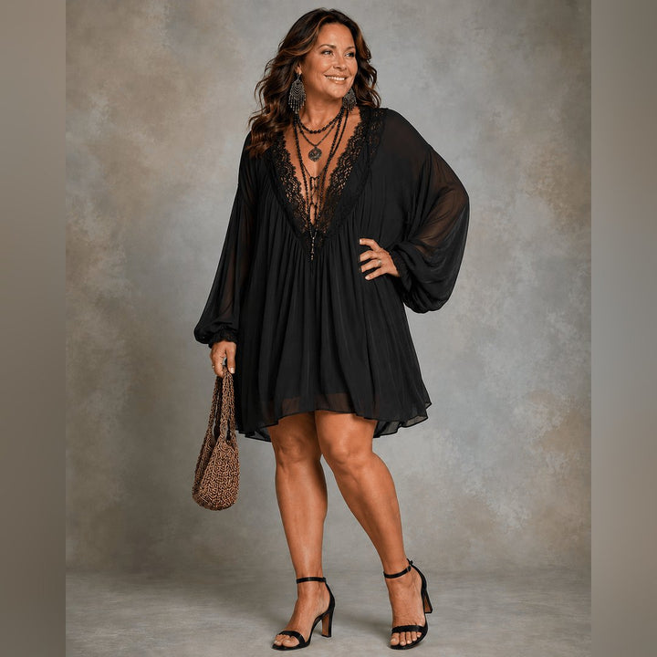 Emerson | Black Chiffon Halter Mini Dress