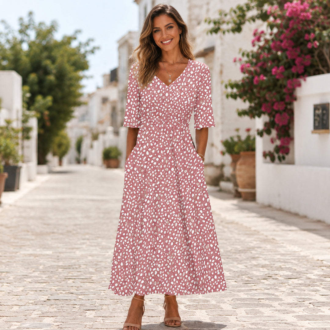 Cecile | Elegant Midi Dress with Tummy Concealing Design
