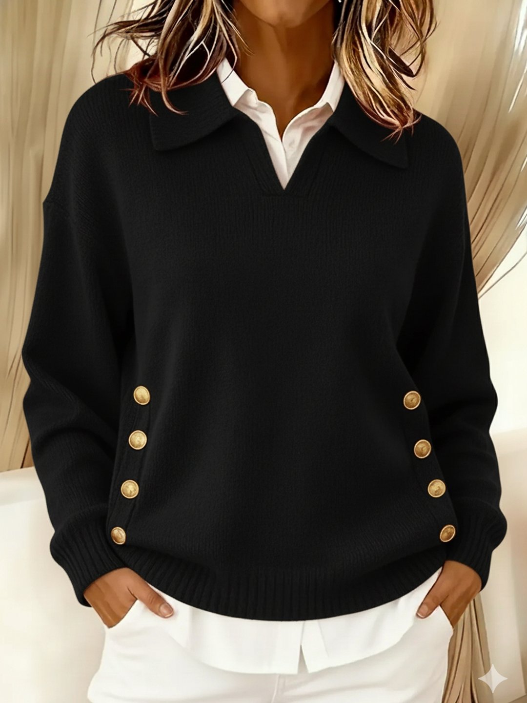 Brunhilde | V-Neck Sweater with Collar
