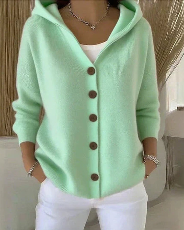 Romilly | Hooded Button-Up Knit Cardigan