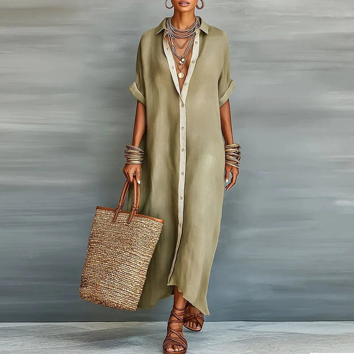 Antionette | Women's Button Down Maxi Shirt Dress