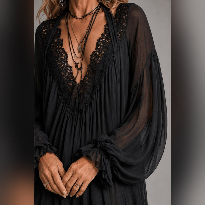 Emerson | Black Chiffon Halter Mini Dress