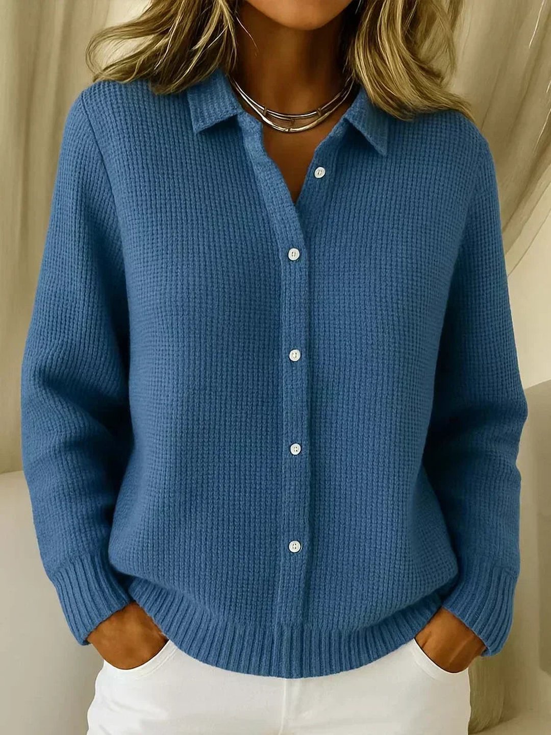 Florella | Textured Knit Button-Up Cardigan