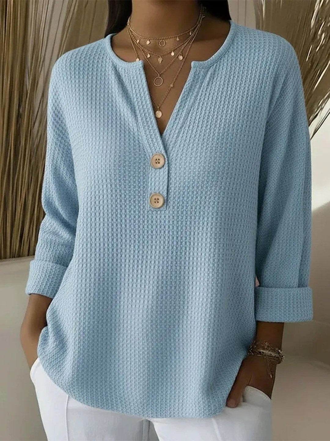 Nelda | Henley Button Top