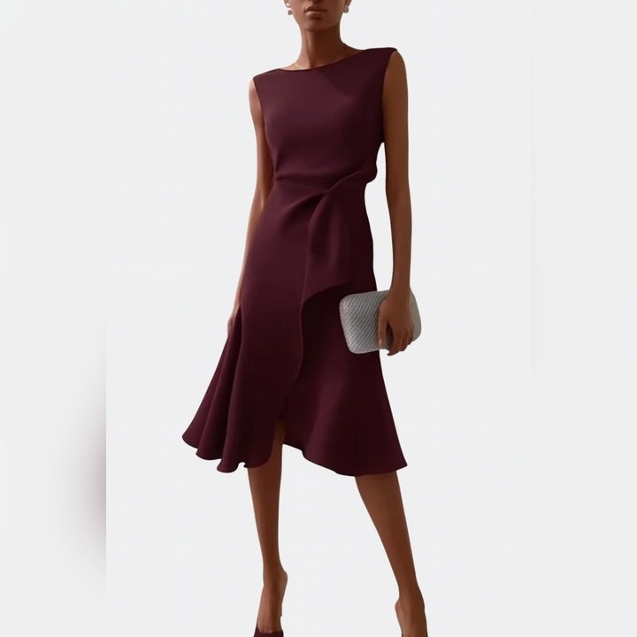 Penelope | Draped Asymmetric Midi Dress