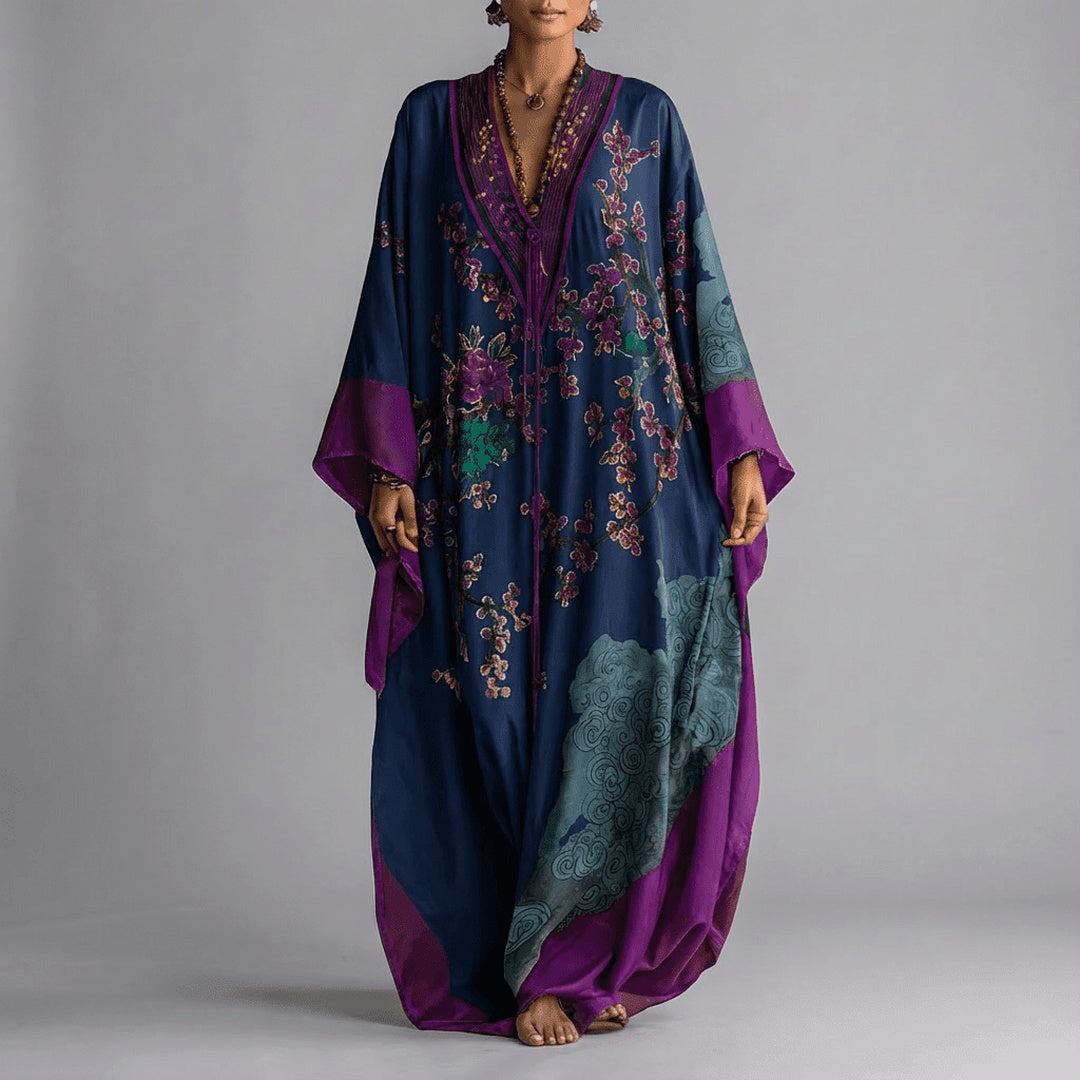 Evangeline | Floral Batwing Sleeve Maxi Dress